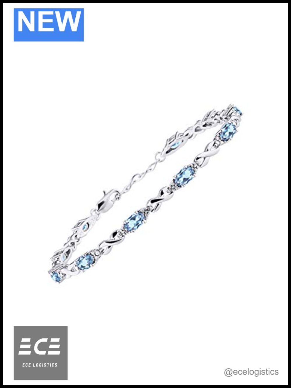 925 Sterling Silver XO Hugs & Kisses Tennis Bracelet Gemstone & Diamonds